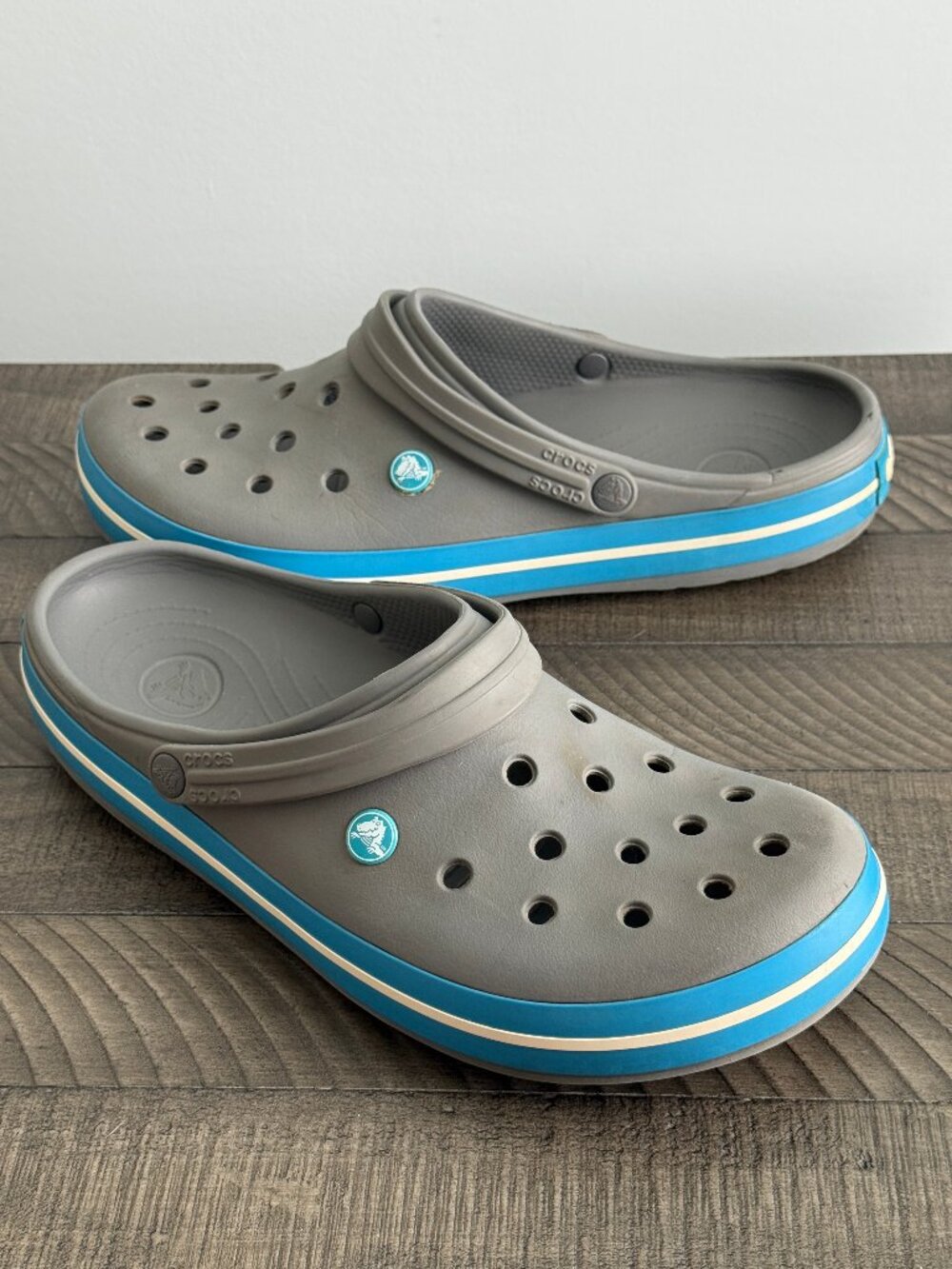Crocs Gray and Blue Crocs